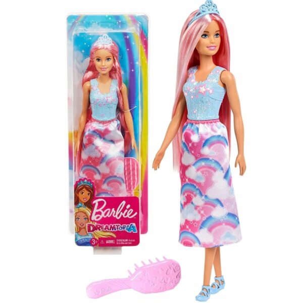 Barbie Dreamtopia Prinzessin mit langen Haaren und abnehmbarem Rock für Kinder ab 3 Jahren
