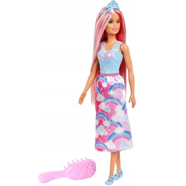 Barbie Dreamtopia Prinzessin mit langen Haaren und abnehmbarem Rock für Kinder ab 3 Jahren
