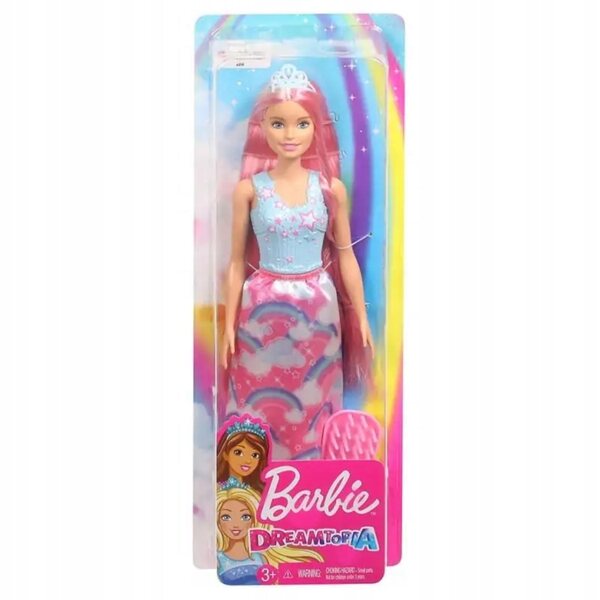 Barbie Dreamtopia Prinzessin mit langen Haaren und abnehmbarem Rock für Kinder ab 3 Jahren