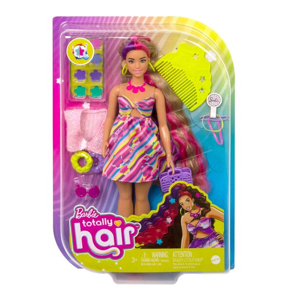 Barbie Totally Hair mit bunten Accessoires und Juwelen – bewegliche Puppe für Kinder ab 3 Jahren