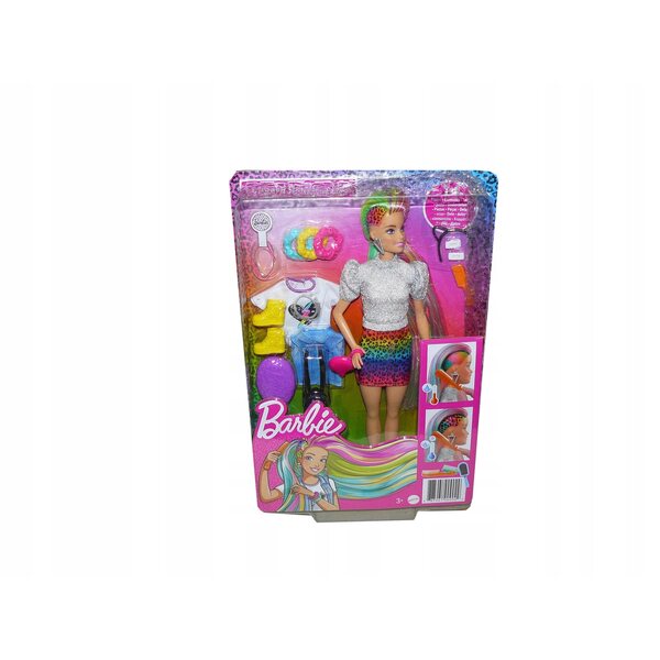 Barbie mit Regenbogenhaaren und farbwechselndem Panther-Motiv