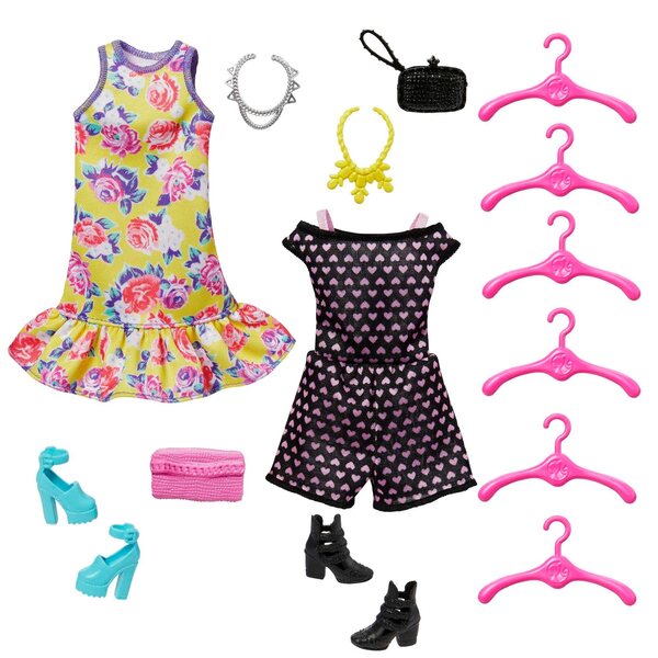 Barbie-Set mit Kleiderschrank, Puppe und Mattel-Zubehör – kreative Kleidung und Spiele