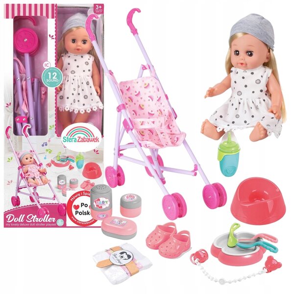 Martynka bambola Interattiva con Passeggino e Accessori Completi per Bambini 3+