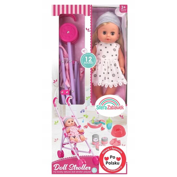 Martynka bambola Interattiva con Passeggino e Accessori Completi per Bambini 3+