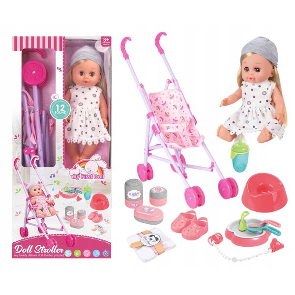 Martynka bambola Interattiva con Passeggino e Accessori Completi per Bambini 3+