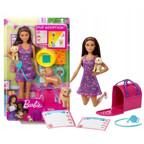 Barbie-Set mit 2 Welpen und Zubehör für Kinder ab 3 Jahren