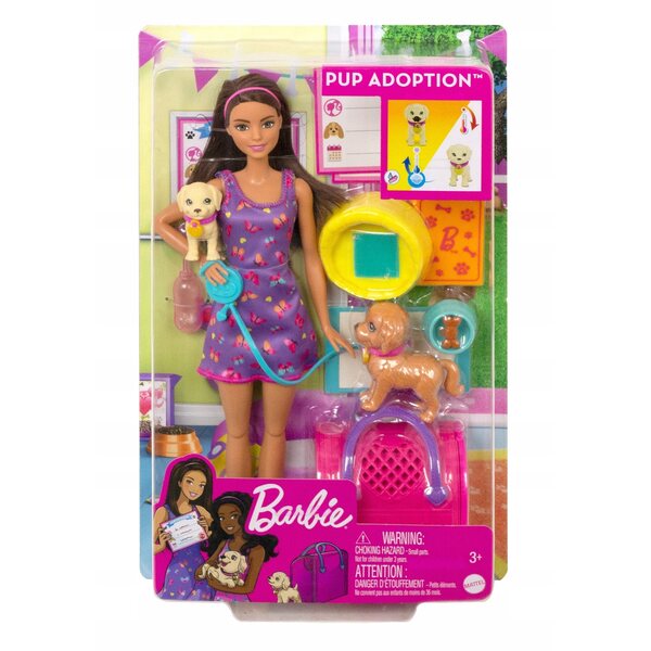 Barbie-Set mit 2 Welpen und Zubehör für Kinder ab 3 Jahren