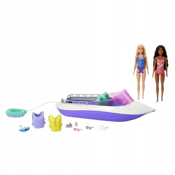 Barbie-Set mit 2 Puppen und 45,5 cm großem Boot für Kinder ab 3 Jahren