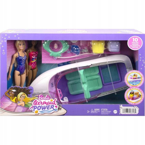 Barbie-Set mit 2 Puppen und 45,5 cm großem Boot für Kinder ab 3 Jahren