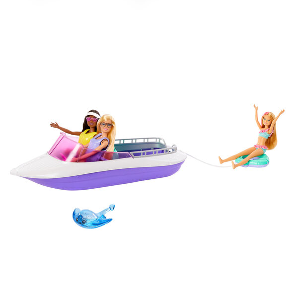 Barbie-Set mit 2 Puppen und 45,5 cm großem Boot für Kinder ab 3 Jahren