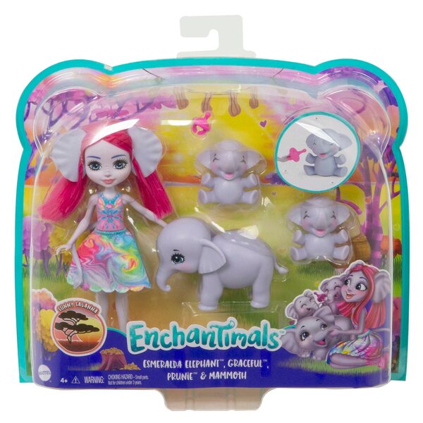 Enchantimals Family Elephants Kinderspielzeugset mit Puppen und Tieren