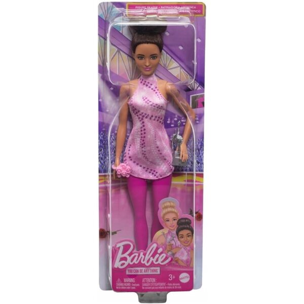 Barbie-Schlittschuhläufer-Figur mit rosa Kleid und Accessoires, 29 cm