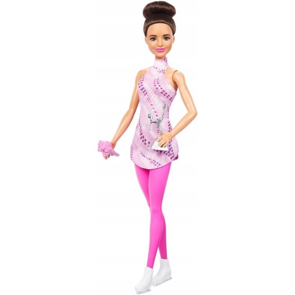 Barbie-Schlittschuhläufer-Figur mit rosa Kleid und Accessoires, 29 cm