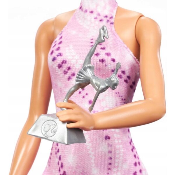 Barbie-Schlittschuhläufer-Figur mit rosa Kleid und Accessoires, 29 cm
