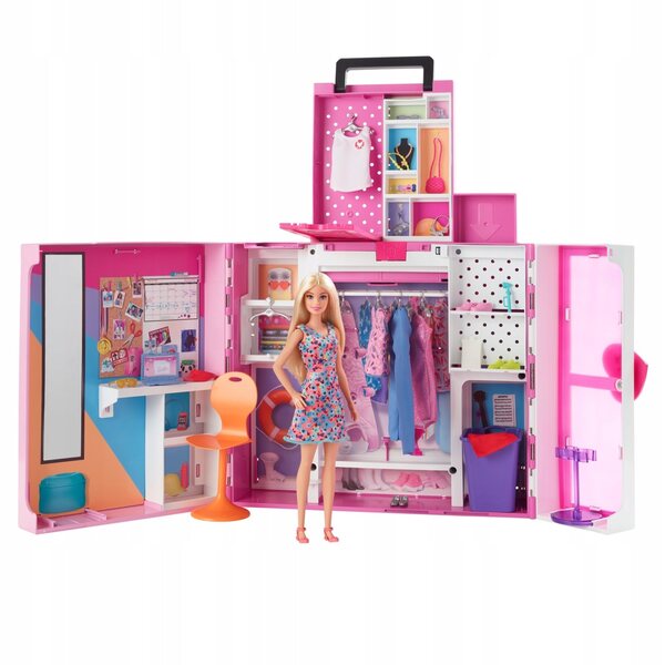 Barbie-Set mit Kleiderschrank, Puppe und 35 Accessoires für Kinder ab 3 Jahren