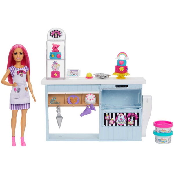 Barbie Cukiernia mit Ciastolina und Zubehör – Puppe mit Kuchen und Muffins Mattel
