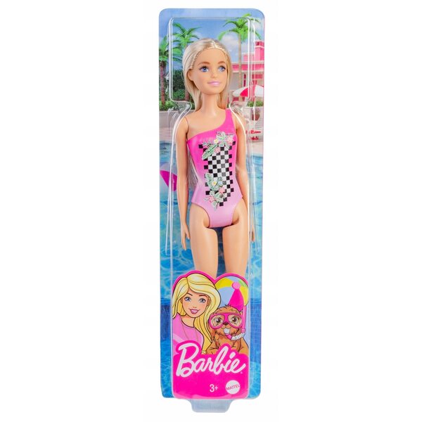 Barbie-Strandpuppe mit rosa Mattel-Badeanzug, ideal für Kinder ab 3 Jahren