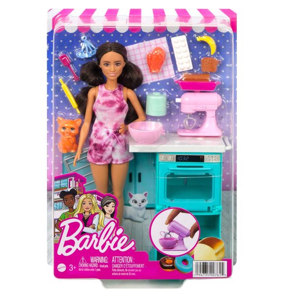 Barbie-Spielset „Küche mit Katze“ für Mädchen ab 3 Jahren