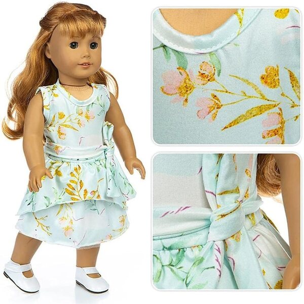 46-cm-Puppenkleid mit Blätterzweigen-Aufdruck, Kleidung für 18-Zoll-Puppen