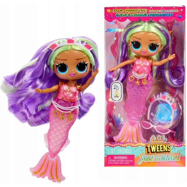LOL Surprise Mermaid Tweens Cleo Cove Meerjungfrau mit farbwechselndem Schwanz und Zubehör