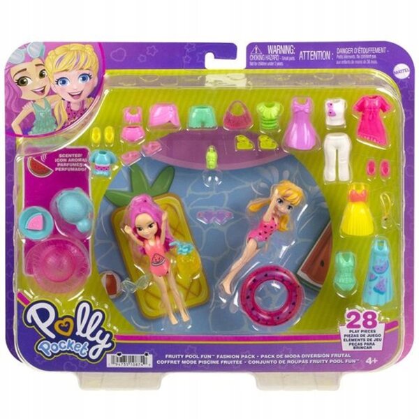 Mattel Polly Pocket Fruity Pool Fun Set Mode und Accessoires für Kinder ab 4 Jahren