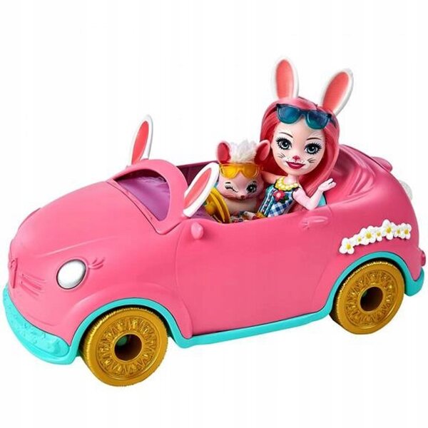 Enchantimals Kaninchenauto mit Bree Bunny-Puppe und Twist-Kaninchen, 10 Stück