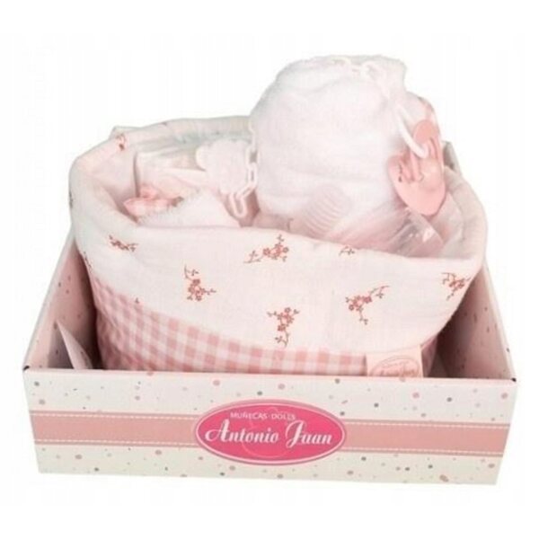 Antonio Juan 92325 Rosa Puppenzubehör-Set mit weichem Korb