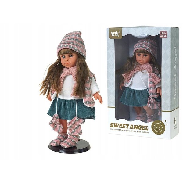 Adar-Puppe 35 cm mit Winterkleid, interaktiv und musikalisch auf Italienisch