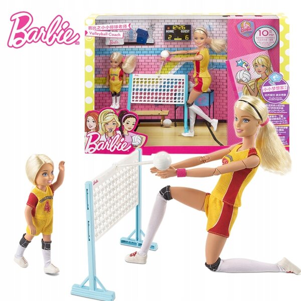 Barbie Chelsea Volleyball Trenerka mit Original Mattel Set für Kinder ab 3 Jahren