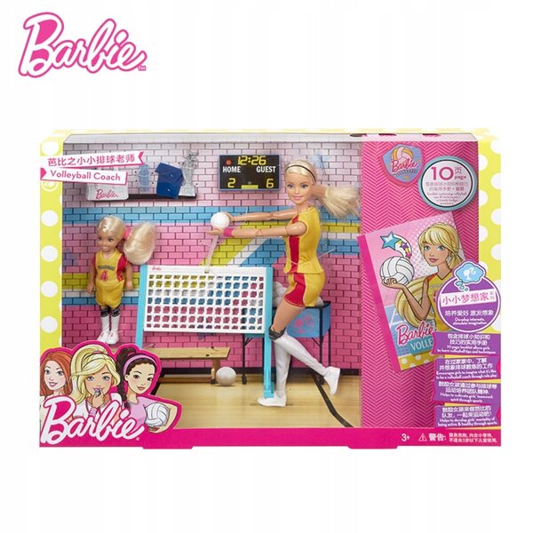 Barbie Chelsea Volleyball Trenerka mit Original Mattel Set für Kinder ab 3 Jahren