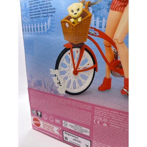 Barbie Pink Passport mit Fahrrad und Zubehör – 34 cm große Modepuppe für Kinder ab 3 Jahren
