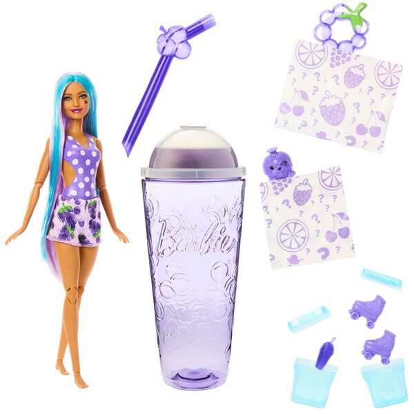 Barbie Pop Reveal Winogronowa Lemoniada mit Schleim und duftenden Accessoires für Kinder ab 3 Jahren
