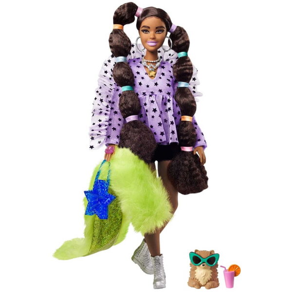 Barbie Extra Fashion mit Tier und 15 Accessoires, einzigartiger und lebendiger Stil