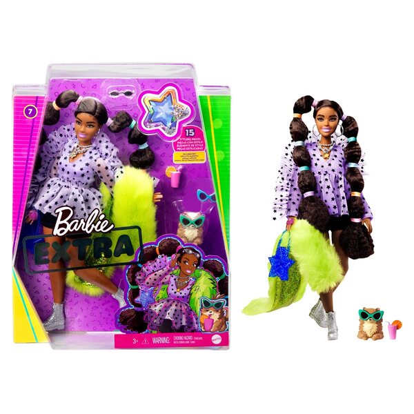 Barbie Extra Fashion mit Tier und 15 Accessoires, einzigartiger und lebendiger Stil