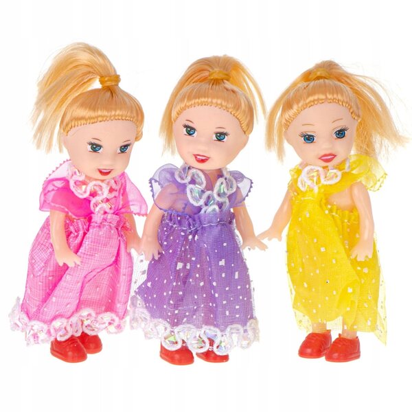Set di 3 Piccole Bambole da 10 cm per Casa delle Bambole - Colorate e Dettagliate