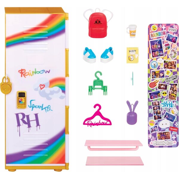 Rainbow High Szkolna Design & Style Schließfach mit Zubehör und Aufklebern