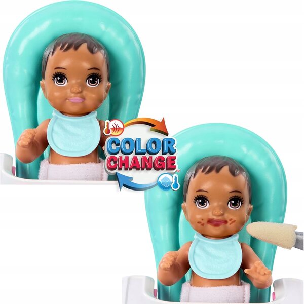 Barbie Skipper Babysitter mit Hochstuhl und Baby – Set für Kinder ab 3 Jahren