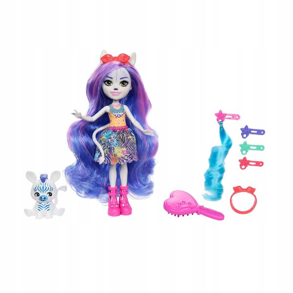 Mattel Enchantimals Zemirah Zebra con animale Deluxe per bambini 4+