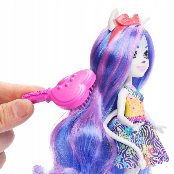 Mattel Enchantimals Zemirah Zebra con animale Deluxe per bambini 4+