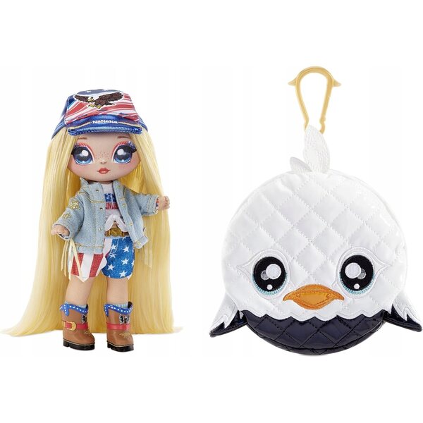 Non ! SUR! SUR! Poupée Surprise Glam Erika Featherton avec sac aigle, 19 cm