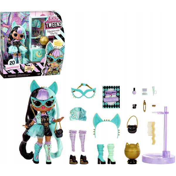 LOL Surprise Kat Mischief, 17 cm, mit Kleidern und 20 Accessoires für die Maskerade-Party