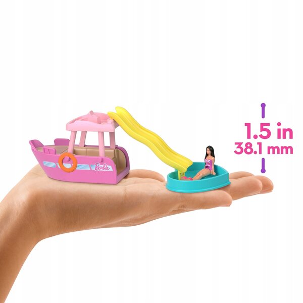 Barbie Mini Barbieland: Set aus Boot und Minipuppe mit bunten Wassereffekten
