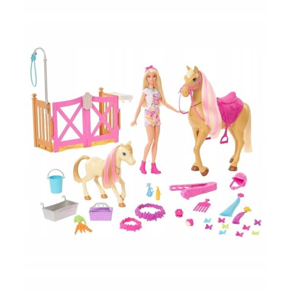 Barbie Groom n Care Pferde-Set mit Zubehör für Pferde und Barbie, ab 7 Jahren