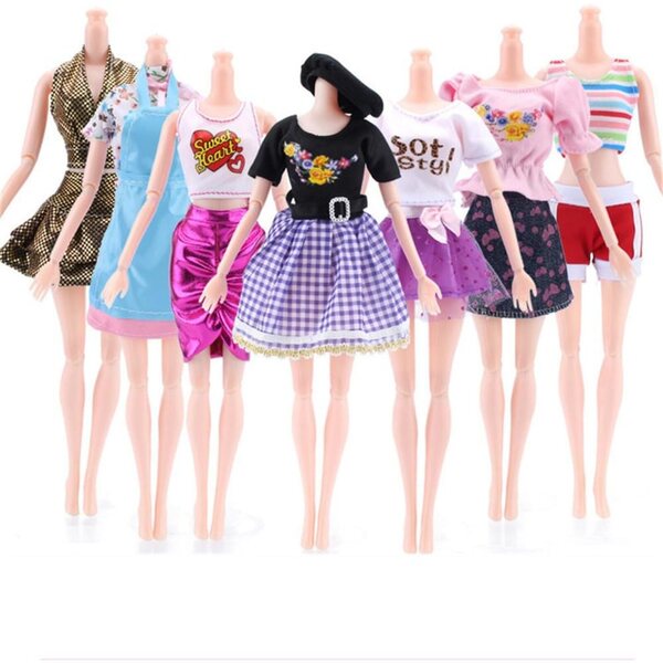 Set 6 Vestiti per Bambole 30 cm - Completi Moda Top, Gonna e Accessori Casuali