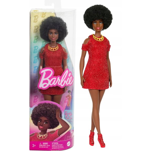 Barbie Fashionistas mit elegantem roten Kleid und Modeaccessoires für Kinder ab 3 Jahren