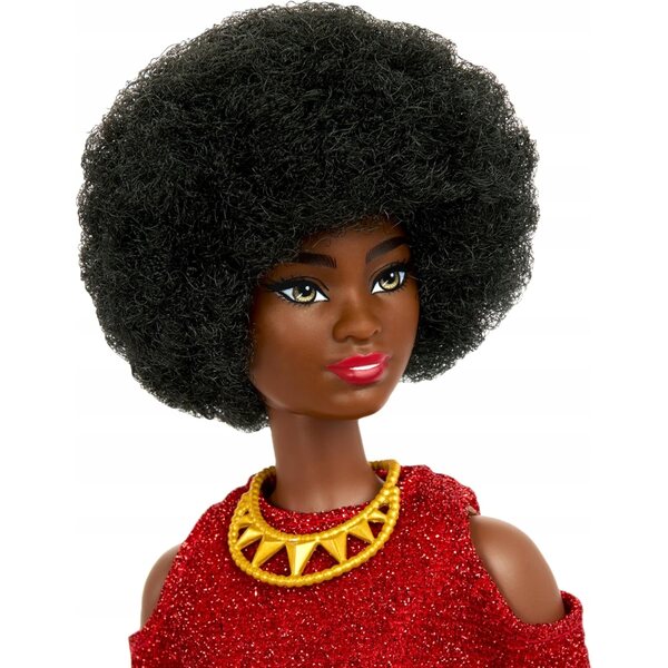 Barbie Fashionistas mit elegantem roten Kleid und Modeaccessoires für Kinder ab 3 Jahren