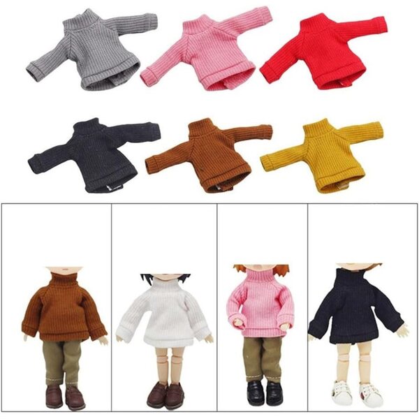 Maglione a Collo Alto Grigio per Bambole OB11 1/12 BJD - Abbigliamento Casual