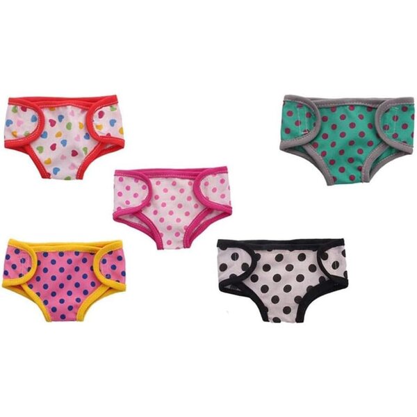 5 Mutandine a Pois per Bambole 18 Pollici - Intimo Accessorio per Costume