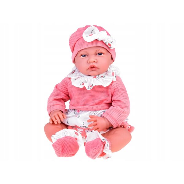 Babypuppe 45 cm Mädchen, weich und interaktiv, rosa Set