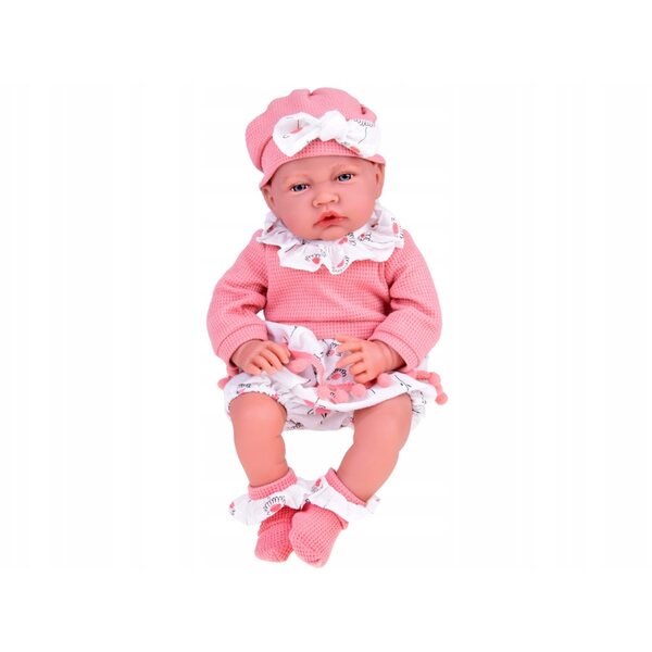Babypuppe 45 cm Mädchen, weich und interaktiv, rosa Set